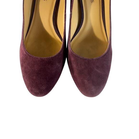 Talbots ISA Heels Block TORTOISE PATTERN Suede 7M Office Work Purple Leather - Picture 9 of 10